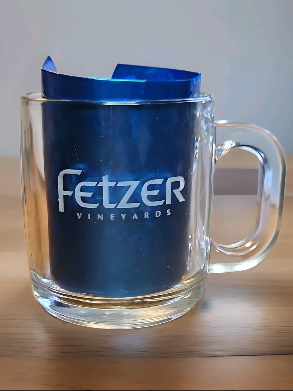 "Fetzer Vineyards" Y2K Etched Clear Promo Glass Mug w/ Handle Round